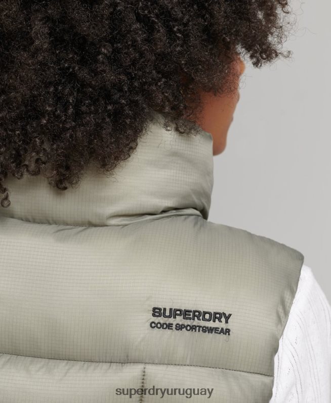 uy Superdry mujer chaleco sport montaña caqui DT2N8Z5440 ropa
