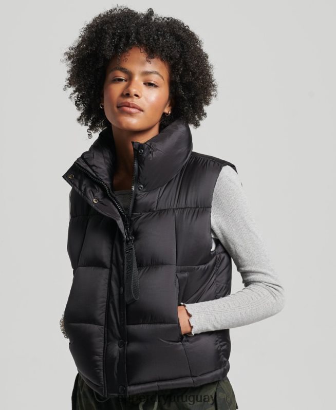 uy Superdry mujer chaleco sport montaña negro DT2N8Z5646 ropa