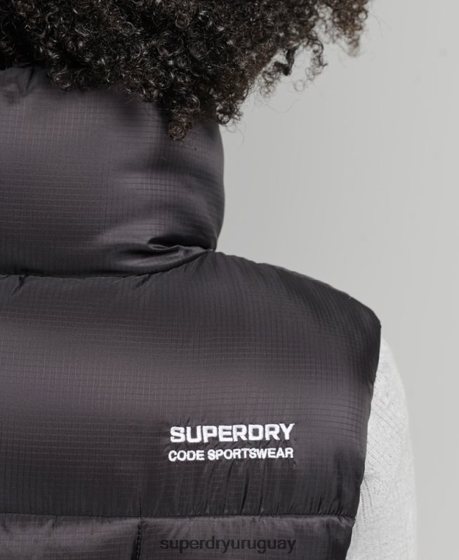 uy Superdry mujer chaleco sport montaña negro DT2N8Z5646 ropa