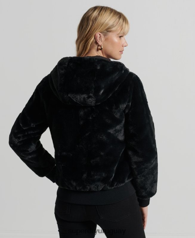 uy Superdry mujer chamarra Storm de piel sintética premium negro DT2N8Z6182 ropa
