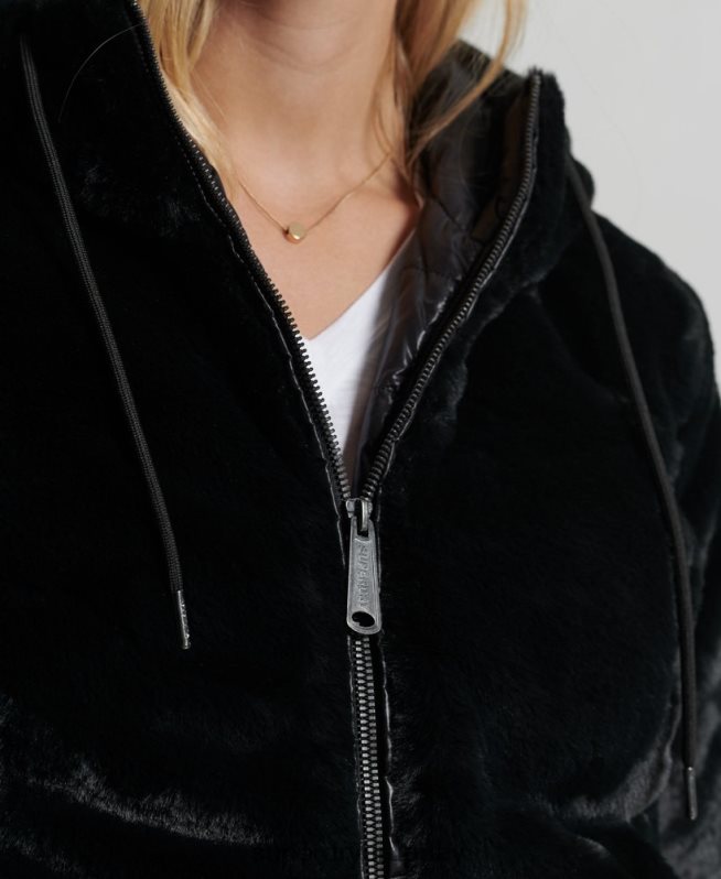 uy Superdry mujer chamarra Storm de piel sintética premium negro DT2N8Z6182 ropa