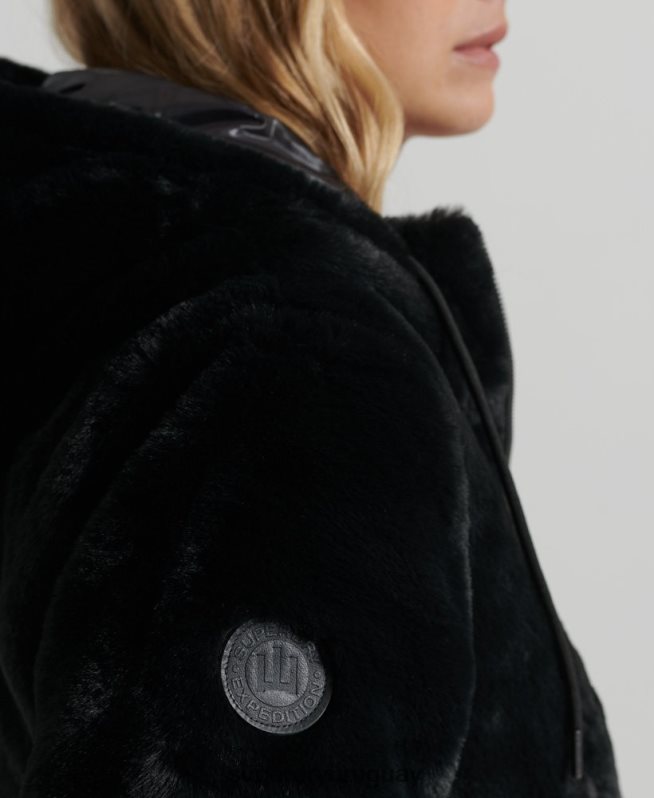 uy Superdry mujer chamarra Storm de piel sintética premium negro DT2N8Z6182 ropa