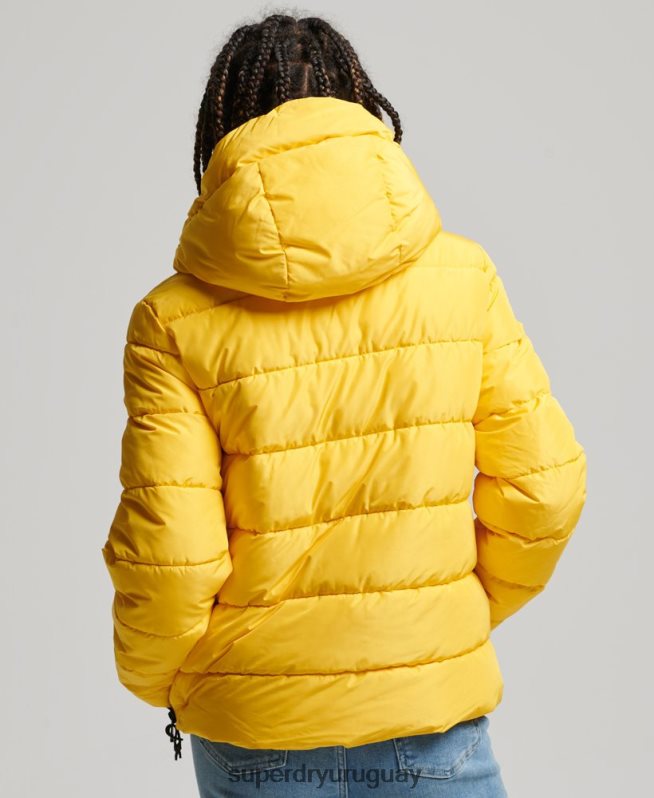 uy Superdry mujer chamarra acolchada Spirit Sports con capucha amarillo DT2N8Z3758 ropa
