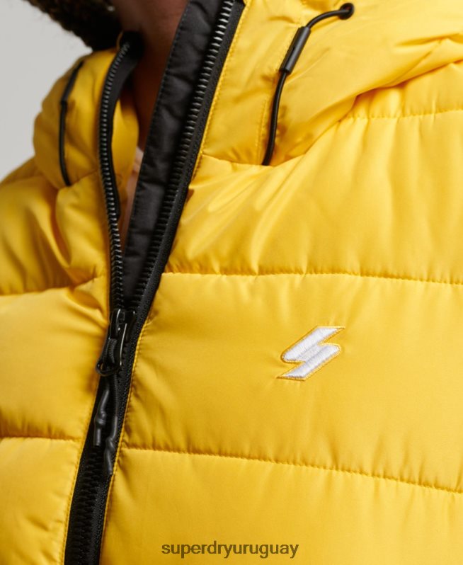 uy Superdry mujer chamarra acolchada Spirit Sports con capucha amarillo DT2N8Z3758 ropa