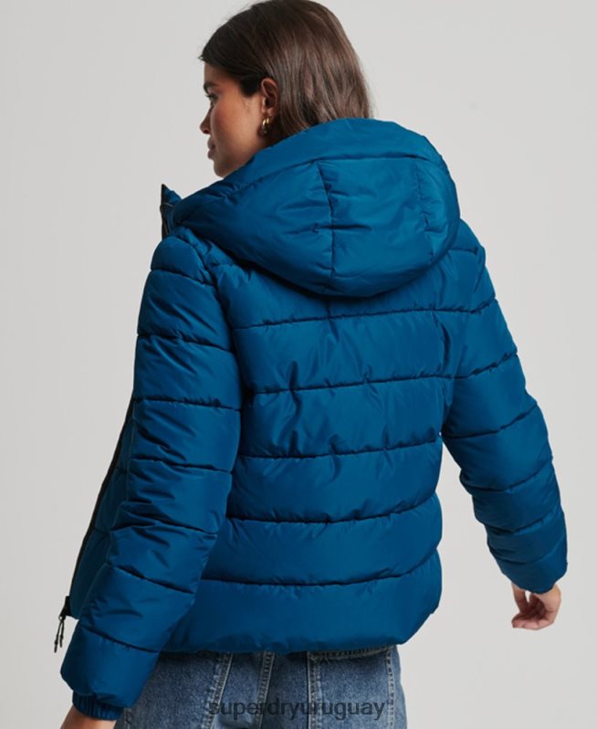 uy Superdry mujer chamarra acolchada Spirit Sports con capucha azul DT2N8Z3723 ropa