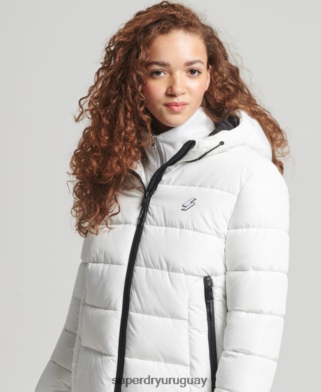 uy Superdry mujer chamarra acolchada Spirit Sports con capucha blanco DT2N8Z3759 ropa