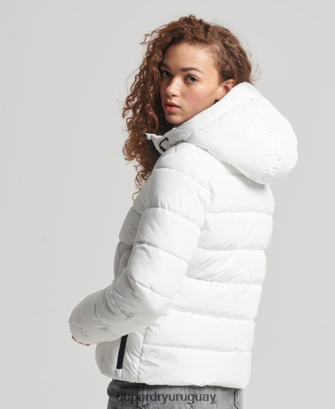 uy Superdry mujer chamarra acolchada Spirit Sports con capucha blanco DT2N8Z3759 ropa