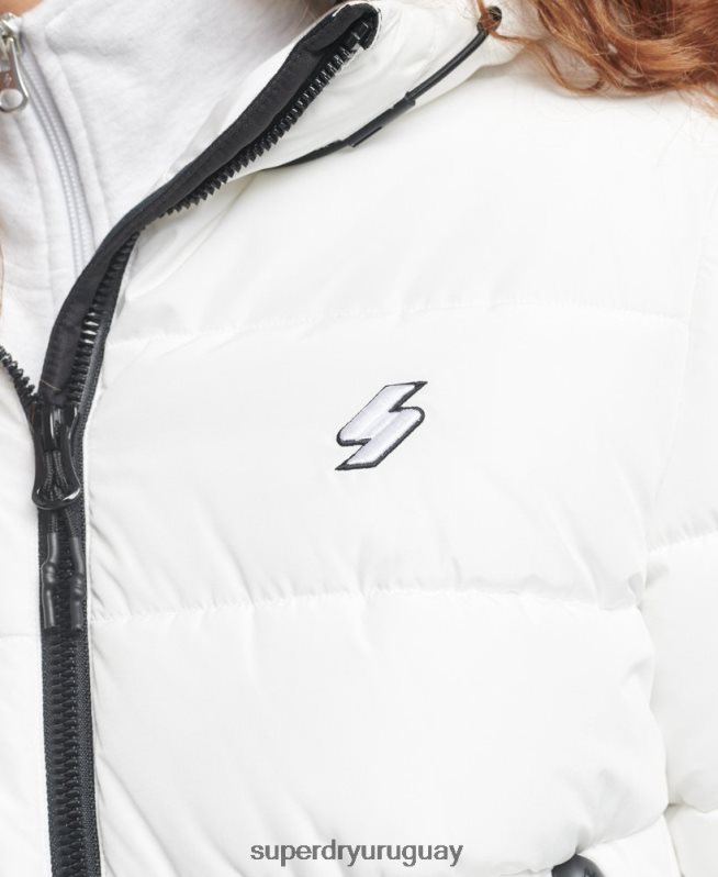 uy Superdry mujer chamarra acolchada Spirit Sports con capucha blanco DT2N8Z3759 ropa
