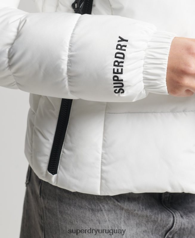 uy Superdry mujer chamarra acolchada Spirit Sports con capucha blanco DT2N8Z3759 ropa