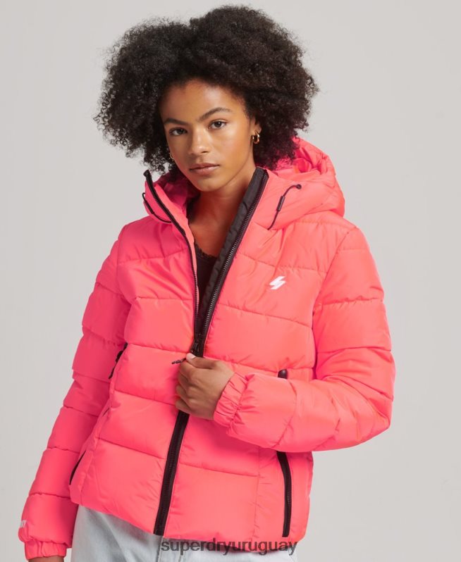 uy Superdry mujer chamarra acolchada Spirit Sports con capucha coral DT2N8Z3698 ropa
