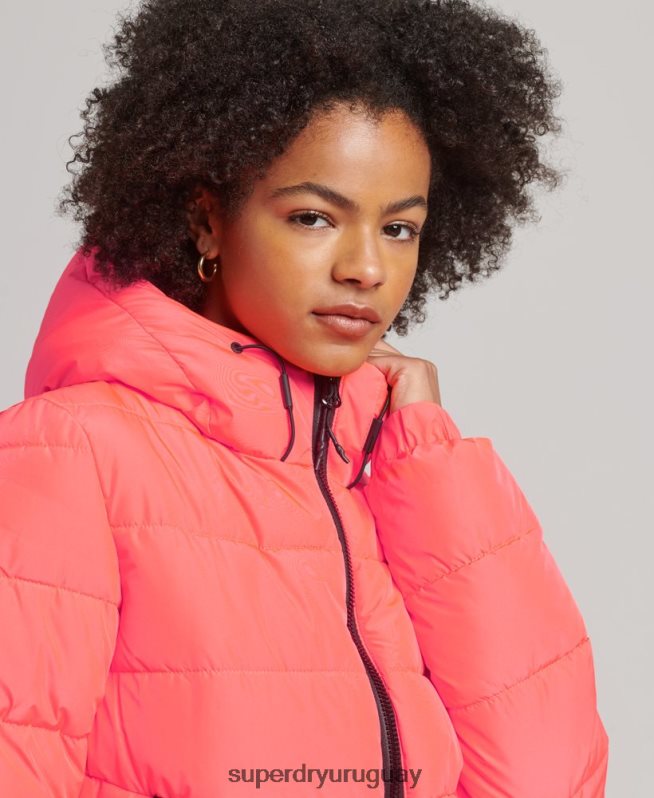 uy Superdry mujer chamarra acolchada Spirit Sports con capucha coral DT2N8Z3698 ropa