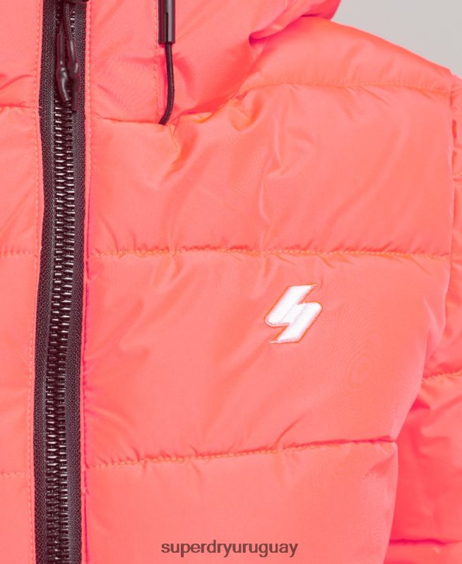 uy Superdry mujer chamarra acolchada Spirit Sports con capucha coral DT2N8Z3698 ropa