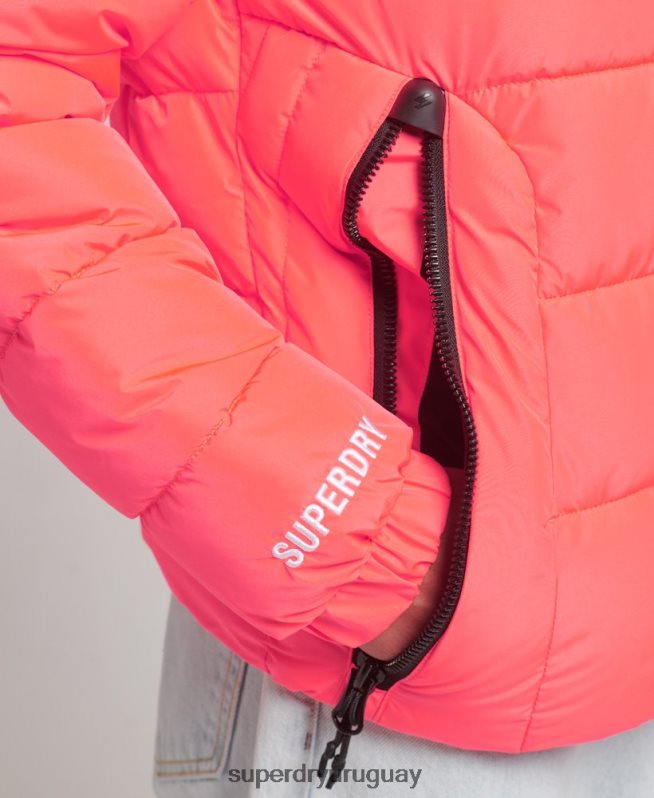 uy Superdry mujer chamarra acolchada Spirit Sports con capucha coral DT2N8Z3698 ropa