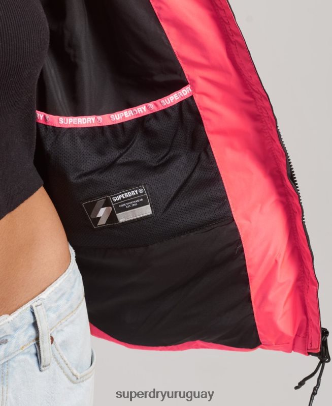 uy Superdry mujer chamarra acolchada Spirit Sports con capucha coral DT2N8Z3698 ropa