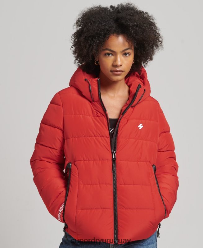 uy Superdry mujer chamarra acolchada Spirit Sports con capucha rojo DT2N8Z3612 ropa