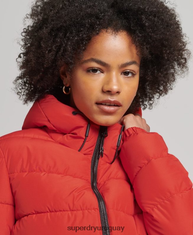 uy Superdry mujer chamarra acolchada Spirit Sports con capucha rojo DT2N8Z3612 ropa