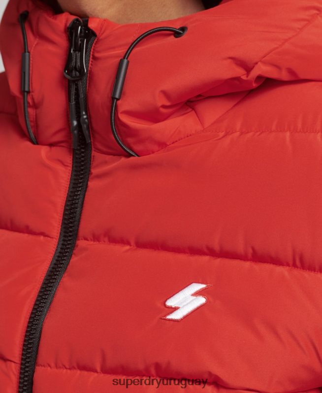uy Superdry mujer chamarra acolchada Spirit Sports con capucha rojo DT2N8Z3612 ropa