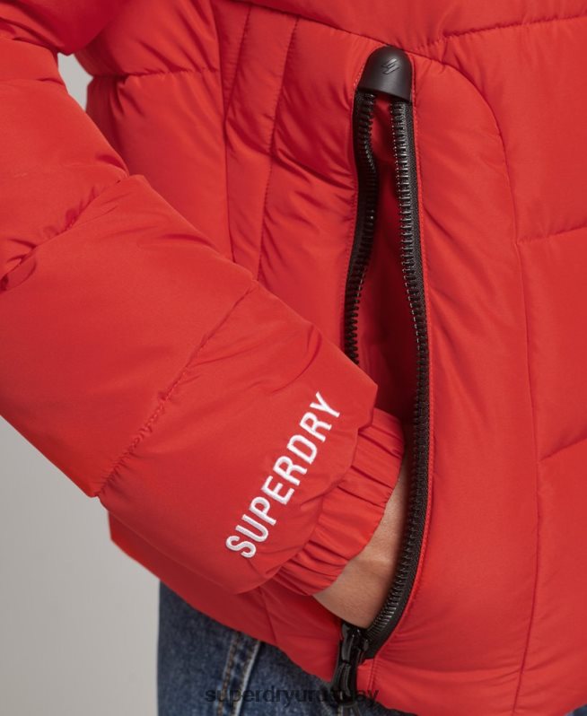 uy Superdry mujer chamarra acolchada Spirit Sports con capucha rojo DT2N8Z3612 ropa