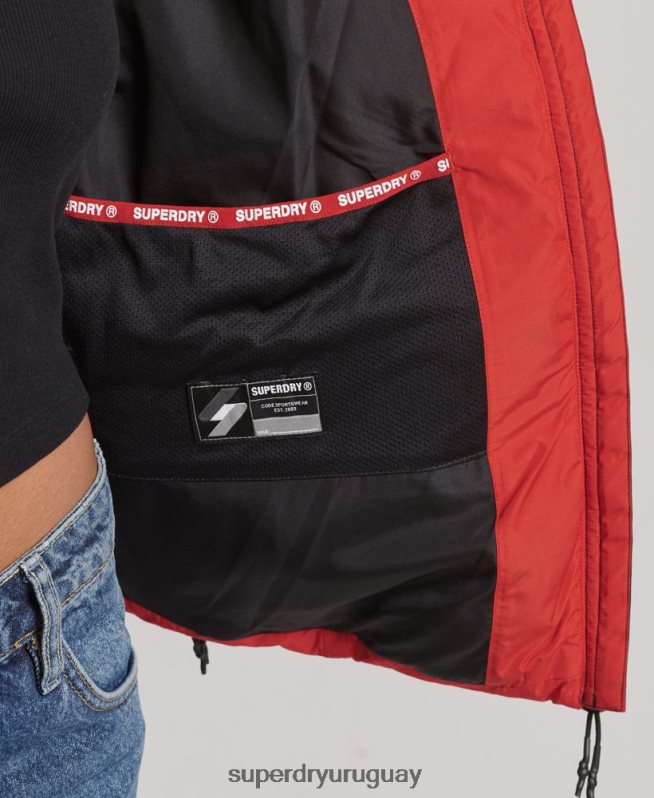 uy Superdry mujer chamarra acolchada Spirit Sports con capucha rojo DT2N8Z3612 ropa