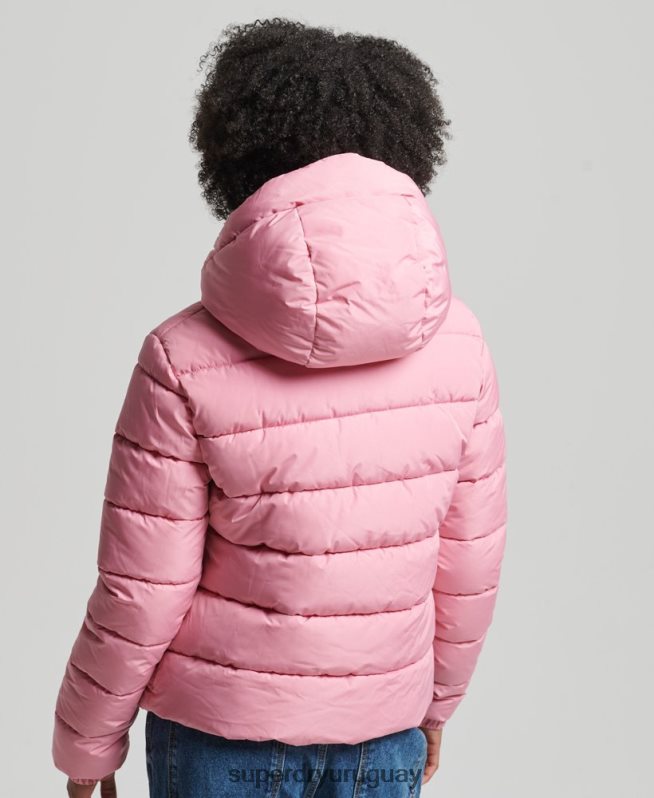 uy Superdry mujer chamarra acolchada Spirit Sports con capucha rosa DT2N8Z3802 ropa