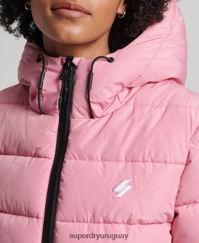uy Superdry mujer chamarra acolchada Spirit Sports con capucha rosa DT2N8Z3802 ropa