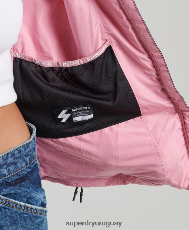 uy Superdry mujer chamarra acolchada Spirit Sports con capucha rosa DT2N8Z3802 ropa