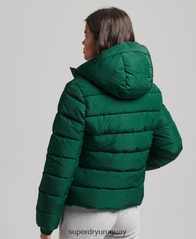 uy Superdry mujer chamarra acolchada Spirit Sports con capucha verde DT2N8Z3724 ropa