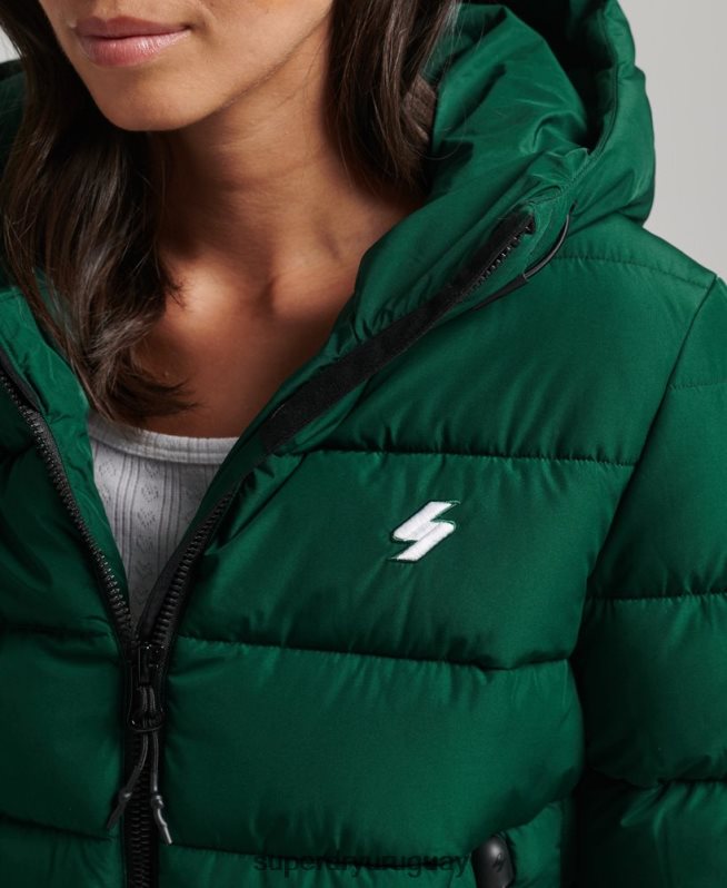 uy Superdry mujer chamarra acolchada Spirit Sports con capucha verde DT2N8Z3724 ropa