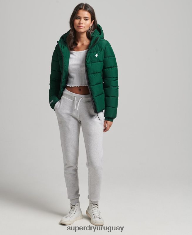 uy Superdry mujer chamarra acolchada Spirit Sports con capucha verde DT2N8Z3724 ropa