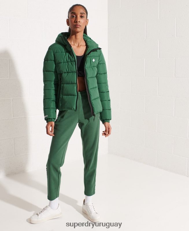 uy Superdry mujer chamarra acolchada Spirit Sports con capucha verde DT2N8Z3801 ropa