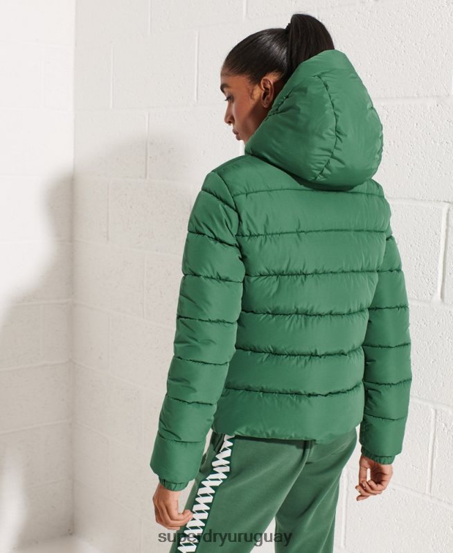 uy Superdry mujer chamarra acolchada Spirit Sports con capucha verde DT2N8Z3801 ropa