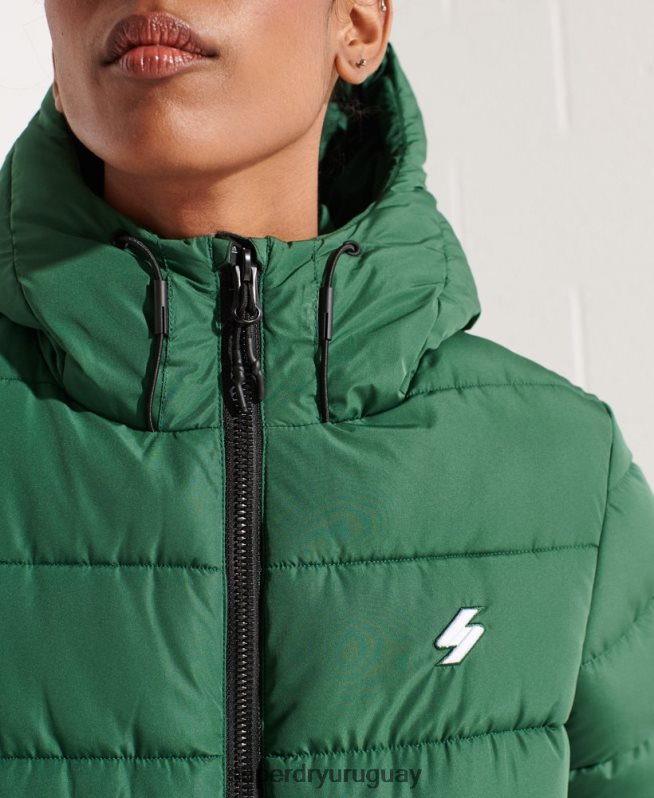 uy Superdry mujer chamarra acolchada Spirit Sports con capucha verde DT2N8Z3801 ropa