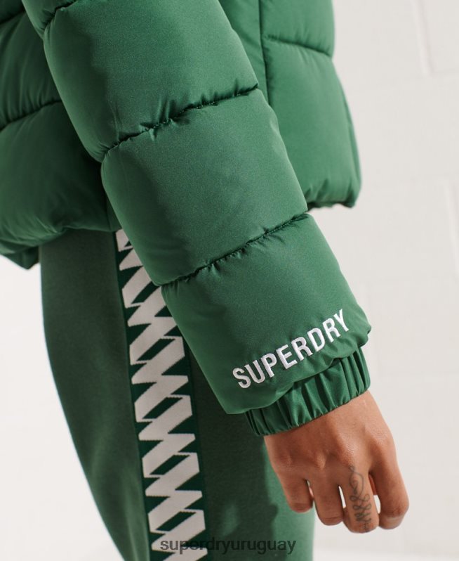 uy Superdry mujer chamarra acolchada Spirit Sports con capucha verde DT2N8Z3801 ropa