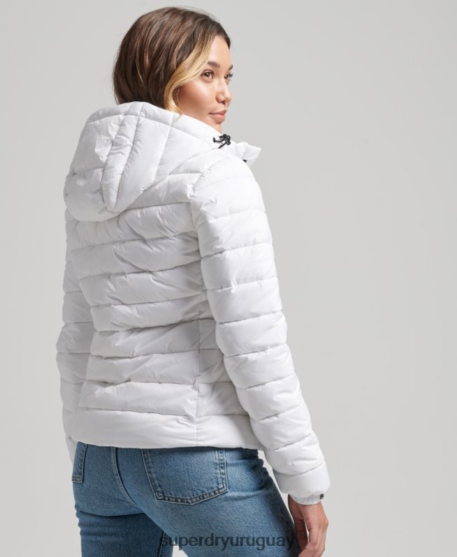 uy Superdry mujer chamarra acolchada clásica con capucha blanco DT2N8Z3712 ropa