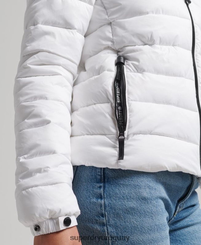 uy Superdry mujer chamarra acolchada clásica con capucha blanco DT2N8Z3712 ropa