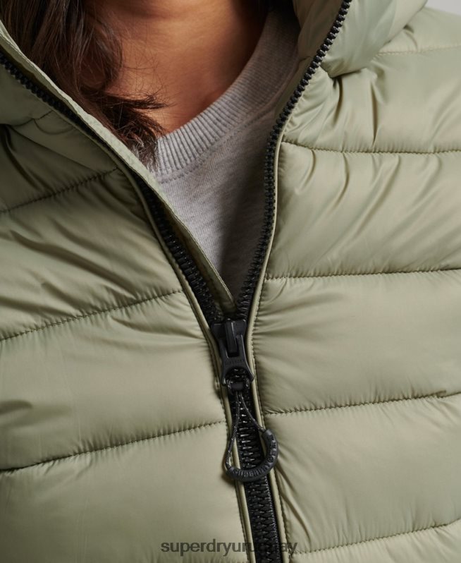 uy Superdry mujer chamarra acolchada clásica con capucha caqui DT2N8Z3730 ropa