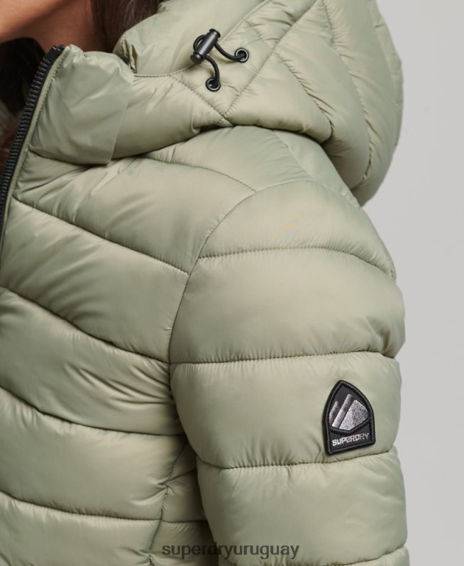 uy Superdry mujer chamarra acolchada clásica con capucha caqui DT2N8Z3730 ropa