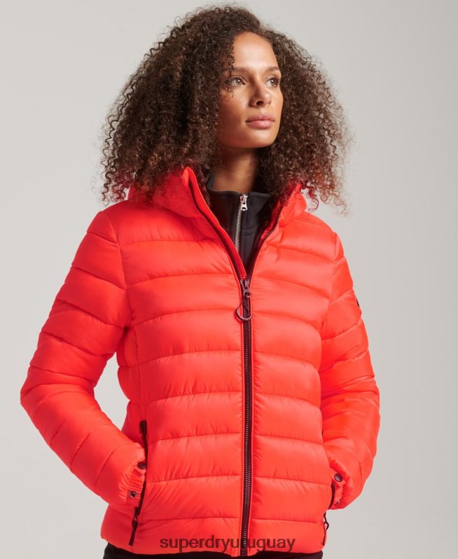 uy Superdry mujer chamarra acolchada clásica con capucha coral DT2N8Z3790 ropa