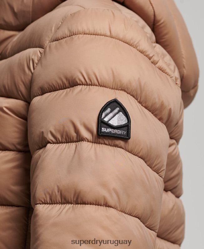 uy Superdry mujer chamarra acolchada clásica con capucha marrón DT2N8Z3686 ropa