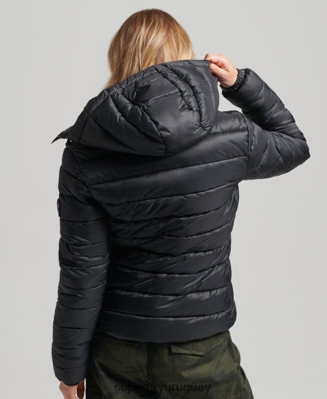 uy Superdry mujer chamarra acolchada clásica con capucha negro DT2N8Z3565 ropa