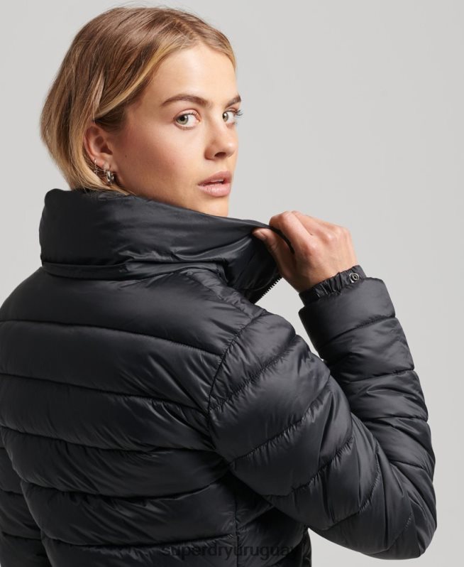 uy Superdry mujer chamarra acolchada clásica con capucha negro DT2N8Z3565 ropa
