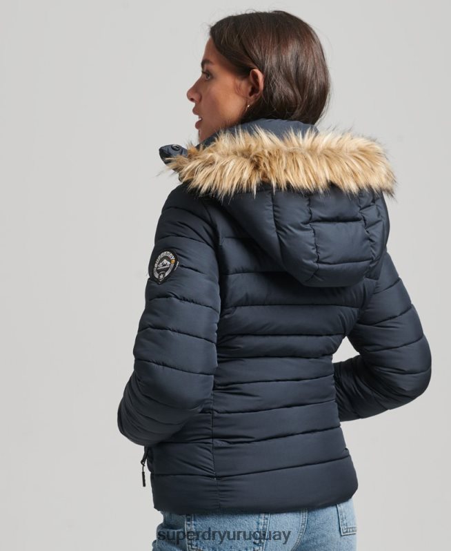 uy Superdry mujer chamarra acolchada corta con capucha Armada DT2N8Z3640 ropa