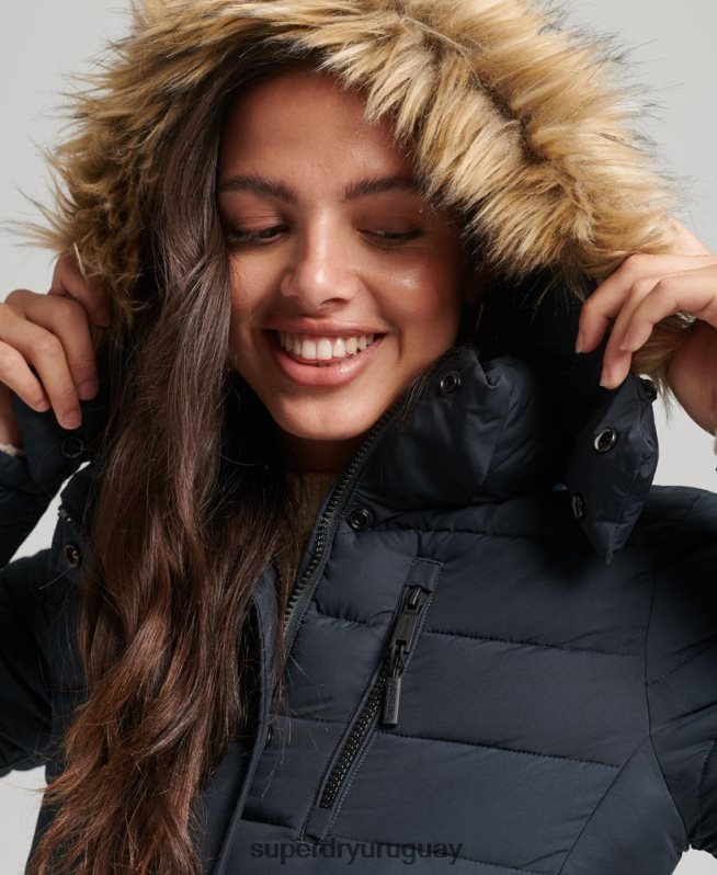uy Superdry mujer chamarra acolchada corta con capucha Armada DT2N8Z3640 ropa