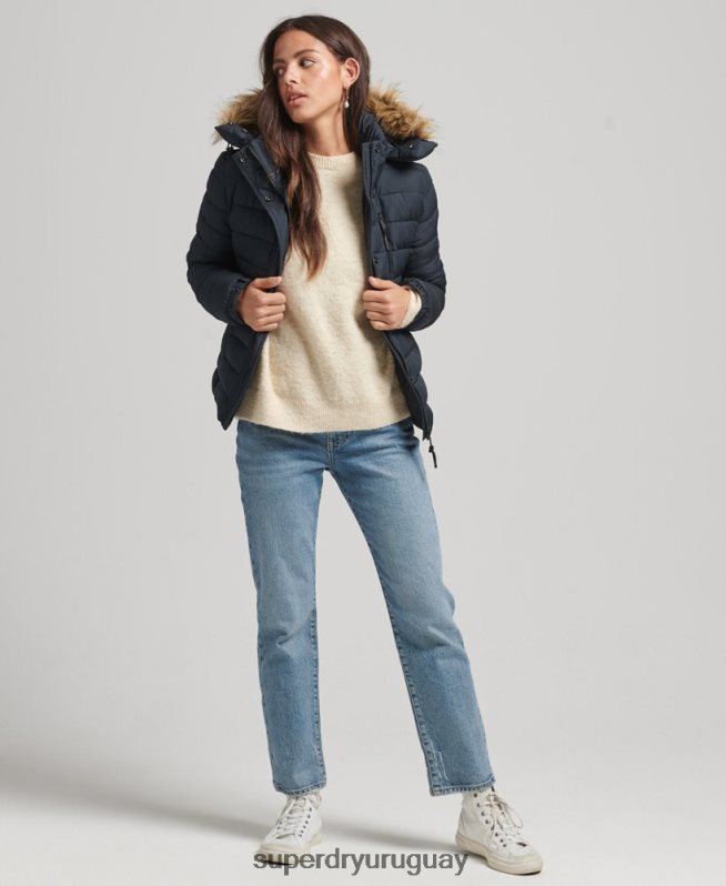 uy Superdry mujer chamarra acolchada corta con capucha Armada DT2N8Z3640 ropa