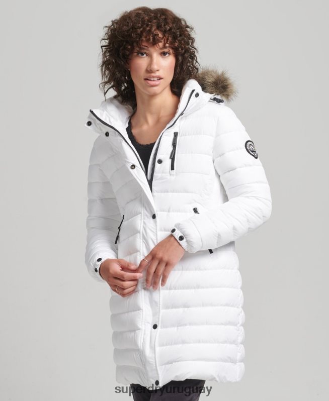 uy Superdry mujer chamarra acolchada de pelo sintético con capucha blanco DT2N8Z3606 ropa