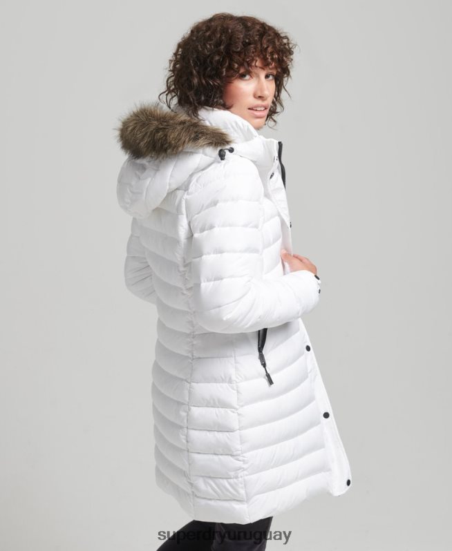 uy Superdry mujer chamarra acolchada de pelo sintético con capucha blanco DT2N8Z3606 ropa