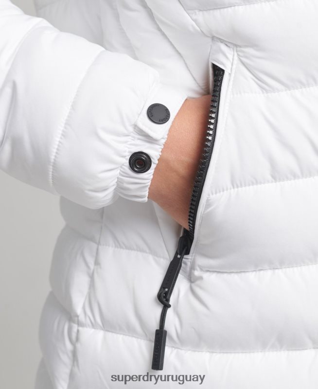 uy Superdry mujer chamarra acolchada de pelo sintético con capucha blanco DT2N8Z3606 ropa