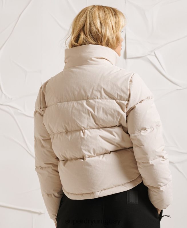 uy Superdry mujer chamarra acolchada de plumas yama no kami gris claro DT2N8Z5730 ropa