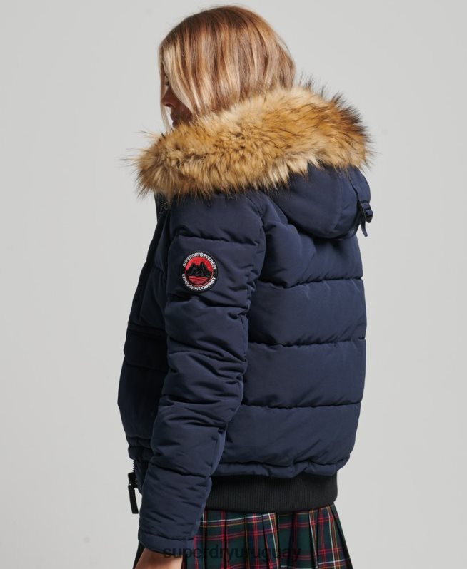 uy Superdry mujer chamarra bomber acolchada Everest con capucha Armada DT2N8Z3752 ropa