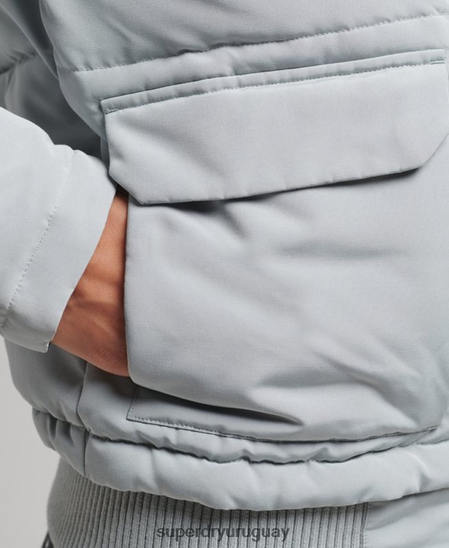 uy Superdry mujer chamarra bomber acolchada Everest con capucha azul claro DT2N8Z3736 ropa